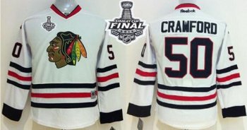 Youth Blackhawks #50 Corey Crawford White 2015 Stanley Cup Stitched NHL Jersey