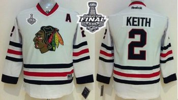 Youth Blackhawks #2 Duncan Keith White 2015 Stanley Cup Stitched NHL Jersey