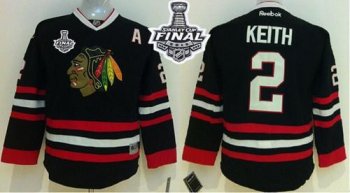 Youth Blackhawks #2 Duncan Keith Black 2015 Stanley Cup Stitched NHL Jersey