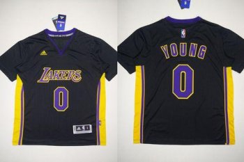 Revolution 30 Lakers #0 Nick Young Black(Purple NO.) Stitched NBA Jersey