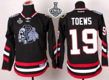 Youth Blackhawks #19 Jonathan Toews Black(White Skull) 2014 Stadium Series 2015 Stanley Cup Stitched NHL Jersey