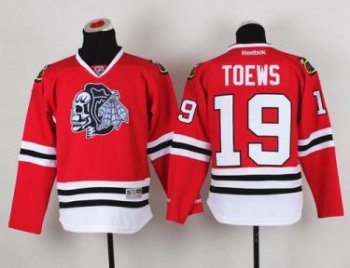 Youth Blackhawks #19 Jonathan Toews Red(White Skull) Stitched NHL Jersey