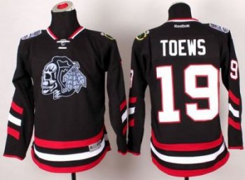 Youth Blackhawks #19 Jonathan Toews Black(White Skull) 2014 Stadium Series Stitched NHL Jersey