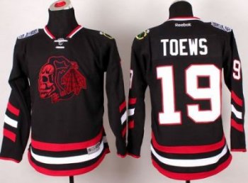 Youth Blackhawks #19 Jonathan Toews Black(Red Skull) 2014 Stadium Series Stitched NHL Jersey