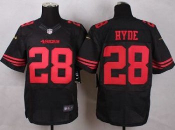 Nike 49ers #28 Carlos Hyde Black Alternate Men's Stitched NFL Elite Jersey