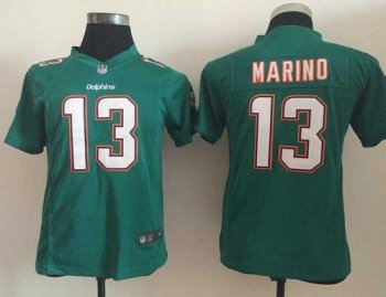 Youth Nike Dolphins #13 Dan Marino Aqua Green Team Color Stitched NFL Elite Jersey