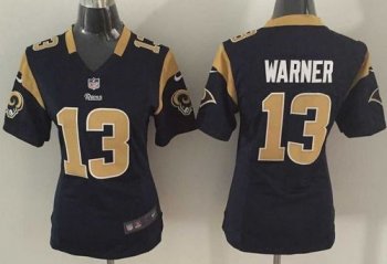 Women's Nike Rams #13 Kurt Warner Navy Blue Team Color Stitched NFL Elite Jersey