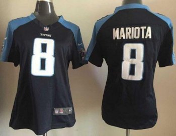 Women's Nike Titans #8 Marcus Mariota Navy Blue Alternate Stitched NFL Elite Jersey