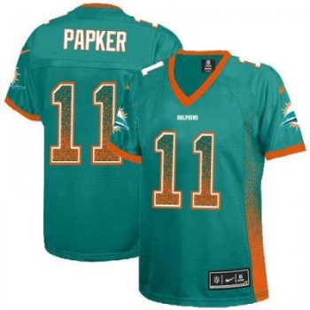 Women's Nike Dolphins #11 DeVante Parker Aqua Green Team Color Stitched NFL Elite Drift Fashion Jersey