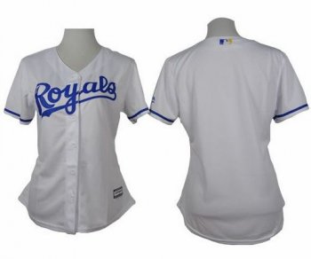 Women's Royals Blank White Home Stitched Baseball Jersey