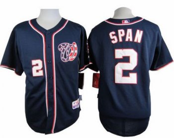 Nationals #2 Denard Span Navy Blue Cool Base Stitched Baseball Jersey