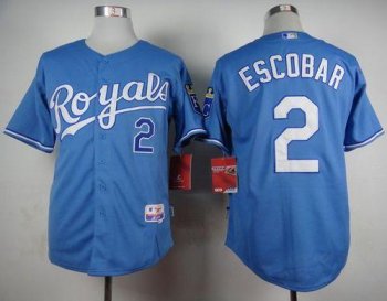 Royals #2 Alcides Escobar Light Blue Alternate 1 Cool Base Stitched Baseball Jersey