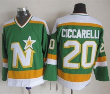 Stars #20 Dino Ciccarelli Stitched Green CCM Throwback NHL Jersey