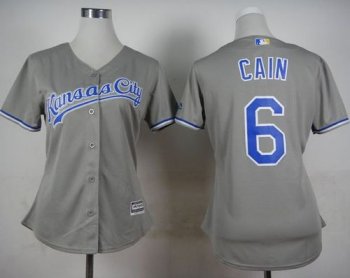 Women's Royals #6 Lorenzo Cain Grey Road Stitched Baseball Jersey