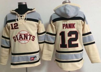 Giants #12 Joe Panik Cream Sawyer Hooded Sweatshirt Baseball Hoodie