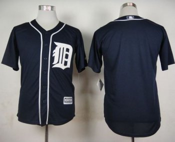 Tigers Blank Navy Blue Cool Base Stitched Baseball Jersey