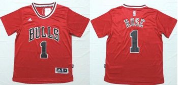 Bulls #1 Derrick Rose Red Short Sleeve Stitched NBA Jersey