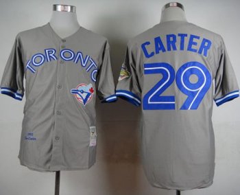 Mitchell And Ness 1992 Blue Jays #29 Joe Carter Grey Stitched Baseball Throwback Jersey