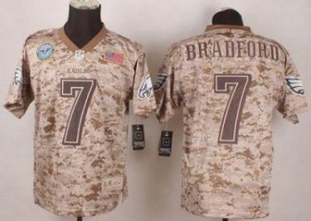 Nike Eagles #7 Sam Bradford Camo Men's Stitched NFL New Elite USMC Jersey