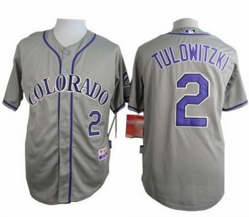 Rockies #2 Troy Tulowitzki Grey Cool Base Stitched Baseball Jersey