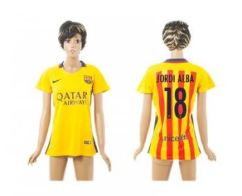 Women's Barcelona #18 Jordi Alba Away Soccer Club Jersey