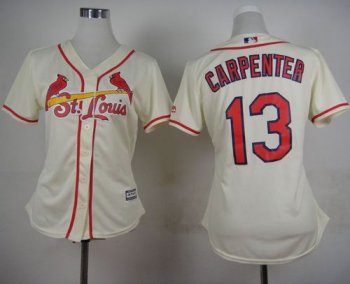 Women's Cardinals #13 Matt Carpenter Cream Alternate Stitched Baseball Jersey