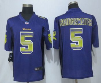 Nike Vikings #5 Teddy Bridgewater Purple Team Color Men's Stitched NFL Limited Strobe Jersey