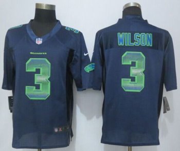 Nike Seahawks #3 Russell Wilson Steel Blue Team Color Men's Stitched NFL Limited Strobe Jersey