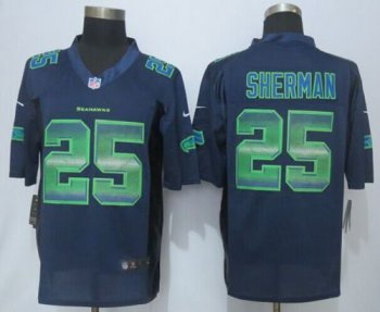 Nike Seahawks #25 Richard Sherman Steel Blue Team Color Men's Stitched NFL Limited Strobe Jersey