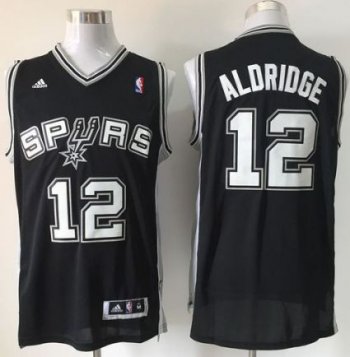 Spurs #12 LaMarcus Aldridge Black Road Stitched NBA Jersey