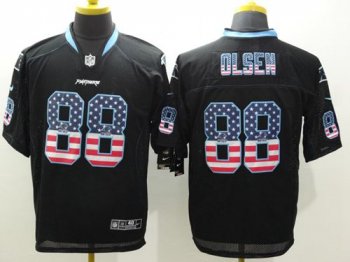 Nike Panthers #88 Greg Olsen Black Men's Stitched NFL Elite USA Flag Fashion Jersey