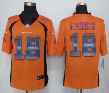 Nike Broncos #18 Peyton Manning Orange Team Color Men's Stitched NFL Limited Strobe Jersey