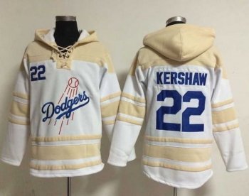 Dodgers #22 Clayton Kershaw White Sawyer Hooded Sweatshirt Baseball Hoodie