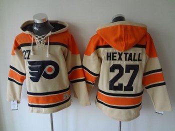 Flyers #27 Ron Hextall Cream Sawyer Hooded Sweatshirt Stitched NHL Jersey