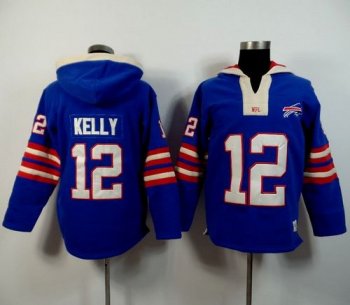 Buffalo Bills #12 Jim Kelly Royal Blue Player Winning Method Pullover NFL Hoodie