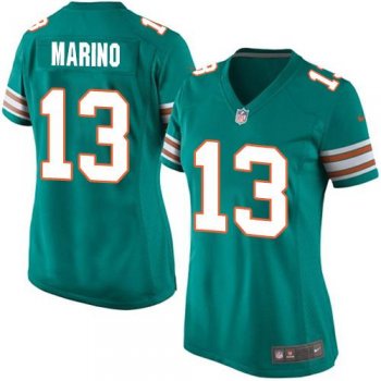 Women's Nike Dolphins #13 Dan Marino Aqua Green Alternate Stitched NFL Elite Jersey