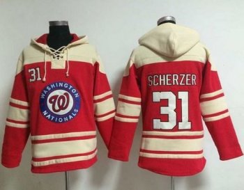 Nationals #31 Max Scherzer Red Sawyer Hooded Sweatshirt Baseball Hoodie