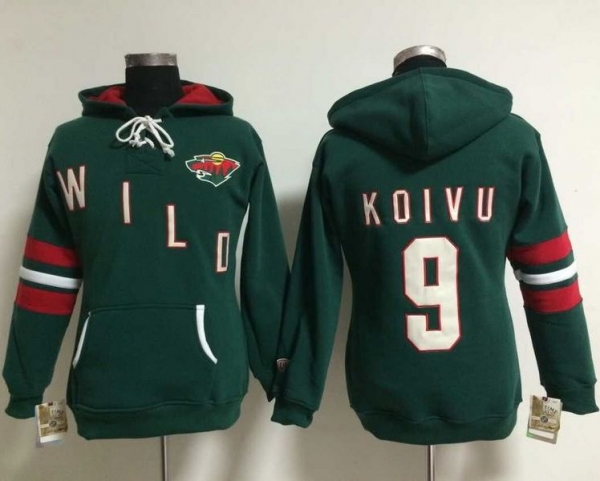 Women's Minnesota Wild #9 Mikko Koivu Green Old Time Heidi NHL Hoodie