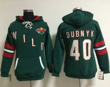 Women's Minnesota Wild #40 Devan Dubnyk Green Old Time Heidi NHL Hoodie