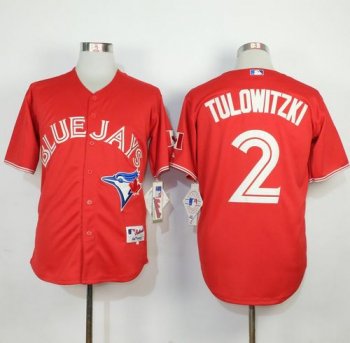 Blue Jays #2 Troy Tulowitzki Red Canada Day Stitched Baseball Jersey