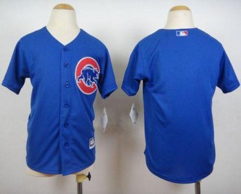 Youth Cubs Blank Blue Cool Base Stitched Baseball Jersey