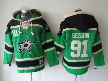 Stars #91 Tyler Seguin Green Sawyer Hooded Sweatshirt Stitched NHL Jersey