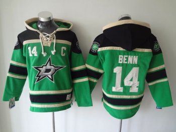 Stars #14 Jamie Benn Green Sawyer Hooded Sweatshirt Stitched NHL Jersey