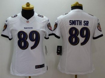 Women's Nike Ravens #89 Steve Smith Sr White Stitched NFL New Limited Jersey