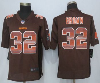 Nike Browns #32 Jim Brown Brown Team Color Men's Stitched NFL Limited Strobe Jersey