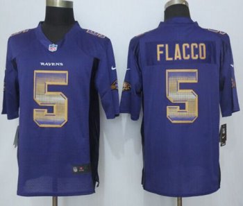 Nike Ravens #5 Joe Flacco Purple Team Color Men's Stitched NFL Limited Strobe Jersey