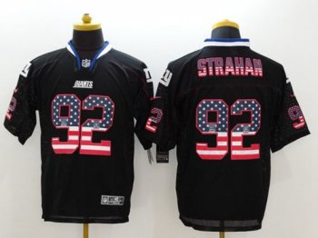 Nike Giants #92 Michael Strahan Black Men's Stitched NFL Elite USA Flag Fashion Jersey