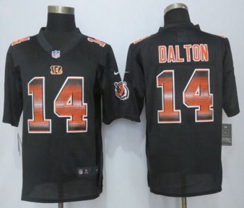 Nike Bengals #14 Andy Dalton Black Team Color Men's Stitched NFL Limited Strobe Jersey