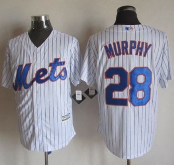 Mets #28 Daniel Murphy White(Blue Strip) New Cool Base Stitched Baseball Jersey