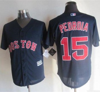 Red Sox #15 Dustin Pedroia Navy Blue New Cool Base Stitched Baseball Jersey